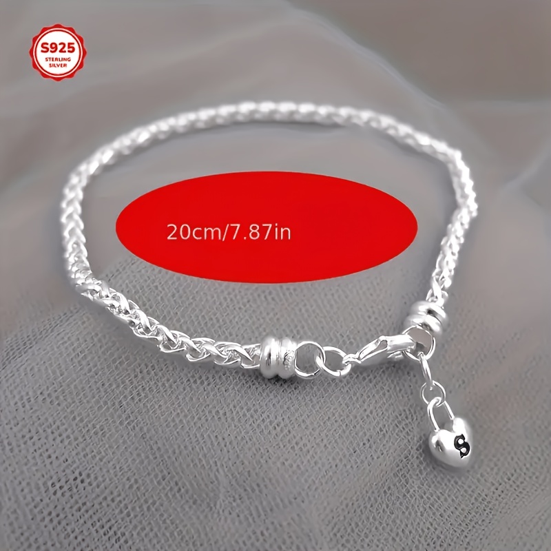 Women's 925 Silver Heart-Shaped Lock Bracelet, Daily Wear